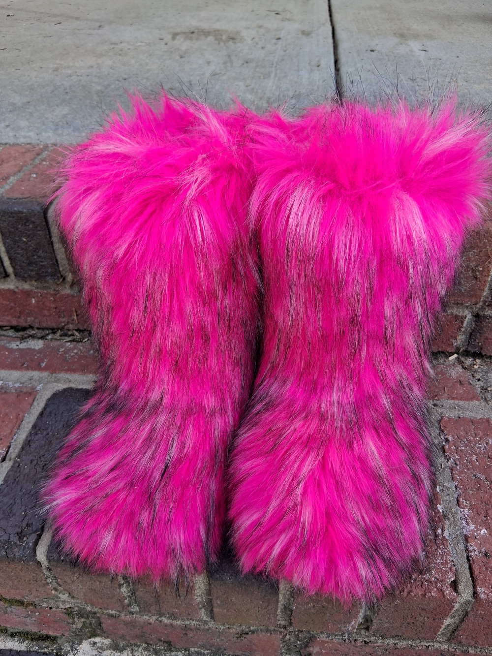Women's Hot Pink Faux Fur Ankle Booties